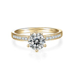 Reese Round Moissanite Channel Set Engagement Ring in 18K yellow gold plating, front view