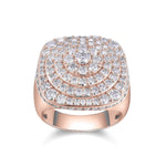 Reid Round Moissanite Halo Men's Ring in 18K rose gold plating, front view