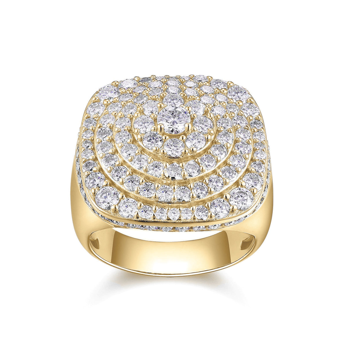 Reid Round Moissanite Halo Men's Ring in 18K yellow gold plating, front view