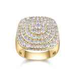 Reid Round Moissanite Halo Men's Ring in 18K yellow gold plating, front view