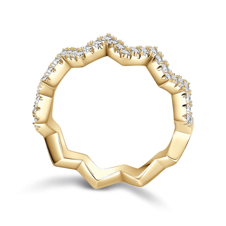 Rhea Moissanite Pavé Zigzag Ring in 18K yellow gold plating