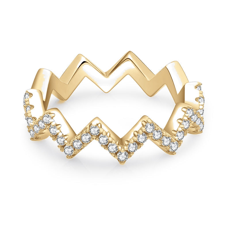 Rhea Moissanite Pavé Zigzag Ring, front view