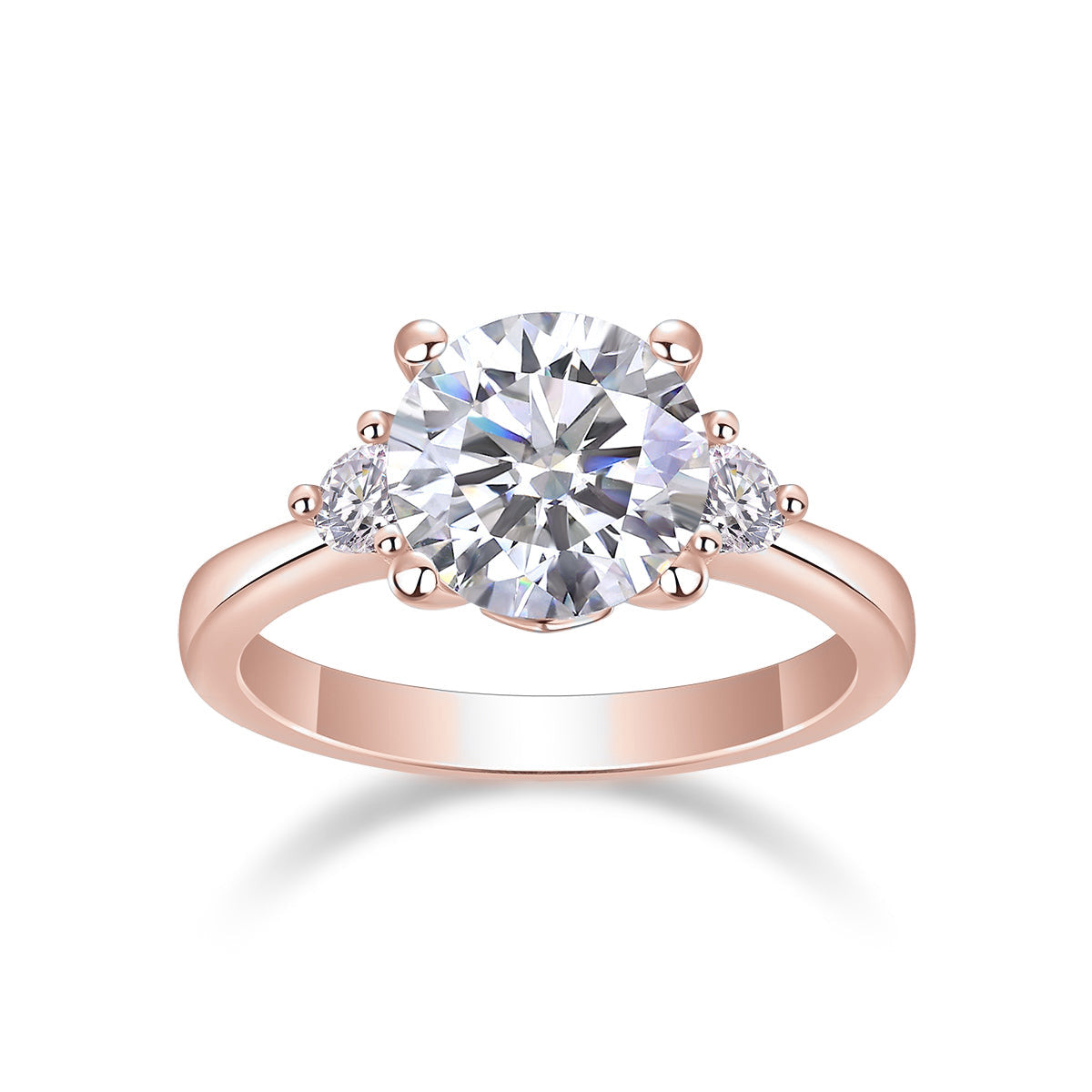 Riley Round Moissanite Side Stone Engagement Ring, front view