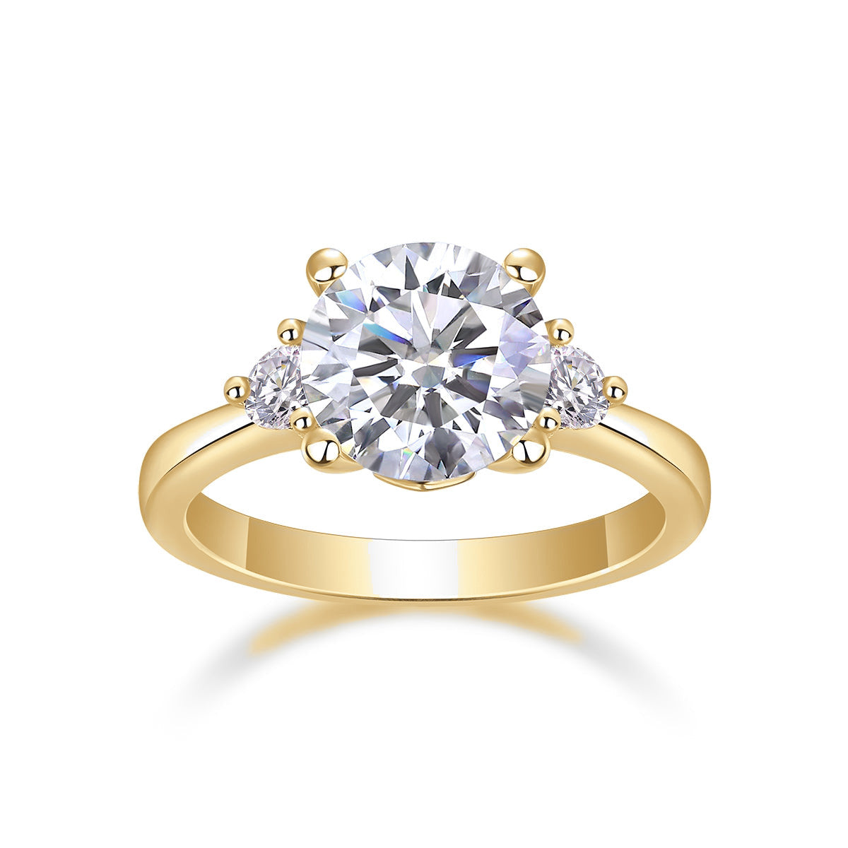 Riley Round Moissanite Side Stone Engagement Ring, front view