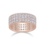 Rita Round Moissanite Three Row Pavé Eternity Band in 18K rose gold plating, front view