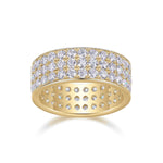 Rita Round Moissanite Three Row Pavé Eternity Band in 18K yellow gold plating, front view