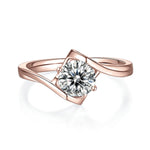 Robin Round Moissanite Bypass Engagement Ring in 18K rose gold plating, front view