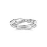 Romy Moissanite Twist Wedding Band in 18K white gold plating, front view