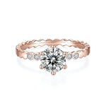 Rory Round Moissanite Honeycomb Solitaire Engagement Ring in 18K rose gold plating, front view