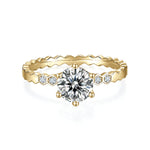 Rory Round Moissanite Honeycomb Solitaire Engagement Ring in 18K yellow gold plating, front view