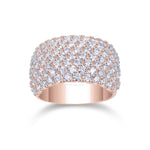 Roxanne Round Moissanite Wide Pavé Cocktail Ring in 18K rose gold plating, front view