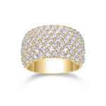 Roxanne Round Moissanite Wide Pavé Cocktail Ring in 18K yellow gold plating, front view