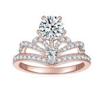 Sabine Round Moissanite Pavé Crown Ring in 18K rose gold plating, front view