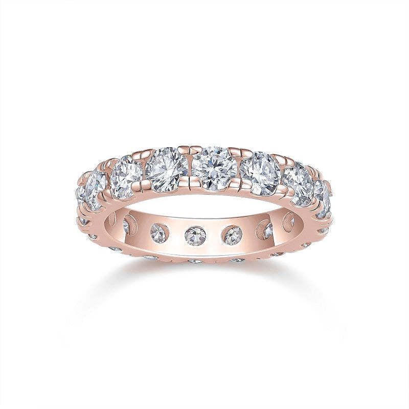 Sabrina Round Moissanite Full Eternity Band in 18K rose gold plating, front view