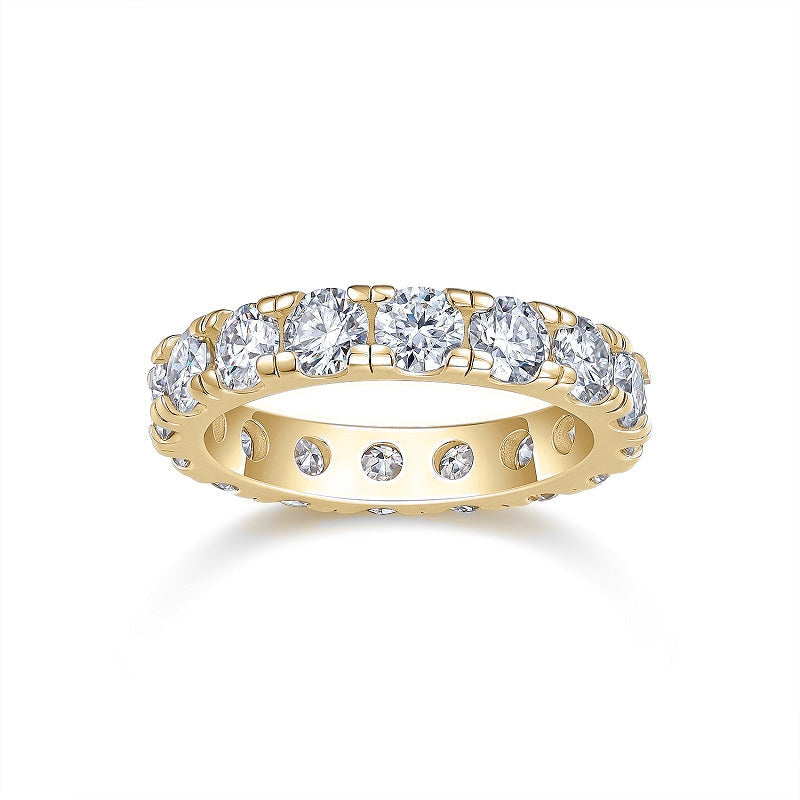 Sabrina Round Moissanite Full Eternity Band in 18K yellow gold plating, front view