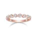 Sage Round Moissanite Bezel Half Eternity Band in 18K rose gold plating, front view