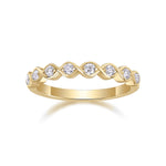 Sage Round Moissanite Bezel Half Eternity Band in 18K yellow gold plating, front view
