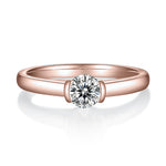 Sara Round Moissanite Half Bezel Engagement Ring, front view