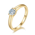Sara Round Moissanite Half Bezel Engagement Ring in 18K yellow gold plating