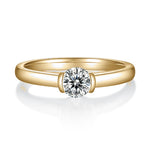 Sara Round Moissanite Half Bezel Engagement Ring, front view