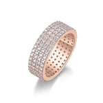 Shelby Round Moissanite Four Row Pavé Eternity Band in 18K rose gold plating