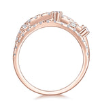 Sienna Moissanite Pavé Crossover Cocktail Ring in 18K rose gold plating