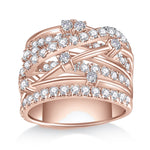 Sienna Moissanite Pavé Crossover Cocktail Ring in 18K rose gold plating, front view