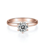 Sierra Round Moissanite Hidden Halo Engagement Ring in 18K rose gold plating, front view