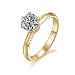 Sierra Round Moissanite Hidden Halo Engagement Ring in 18K yellow gold plating, front view