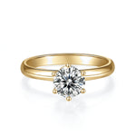 Sierra Round Moissanite Hidden Halo Engagement Ring in 18K yellow gold plating, front view