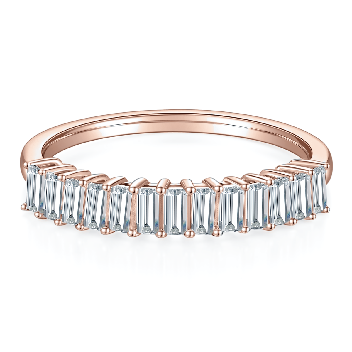 Sloane Baguette Moissanite Half Eternity Band, front view
