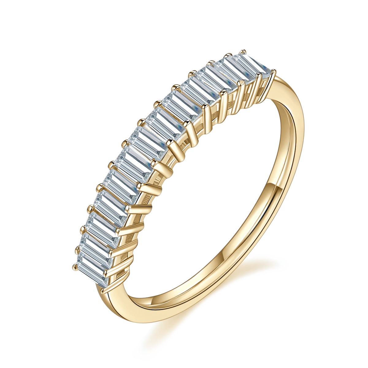 Sloane Baguette Moissanite Half Eternity Band in 18K yellow gold plating