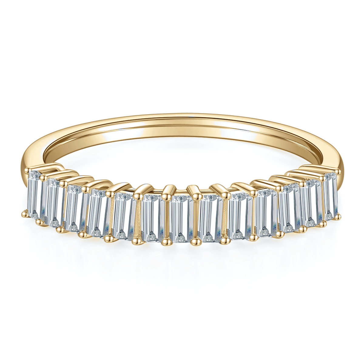 Sloane Baguette Moissanite Half Eternity Band, front view