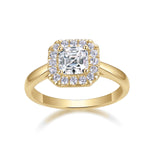 Sofia Asscher Cut Moissanite Halo Engagement Ring in 18K yellow gold plating