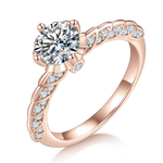 Sonia Round Moissanite Vine Pavé Engagement Ring in 18K rose gold plating