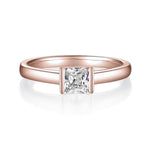Sydney Princess Cut Moissanite Half Bezel Engagement Ring, front view