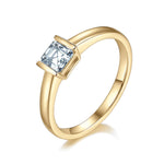 Sydney Princess Cut Moissanite Half Bezel Engagement Ring in 18K yellow gold plating