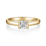 Sydney Princess Cut Moissanite Half Bezel Engagement Ring, front view