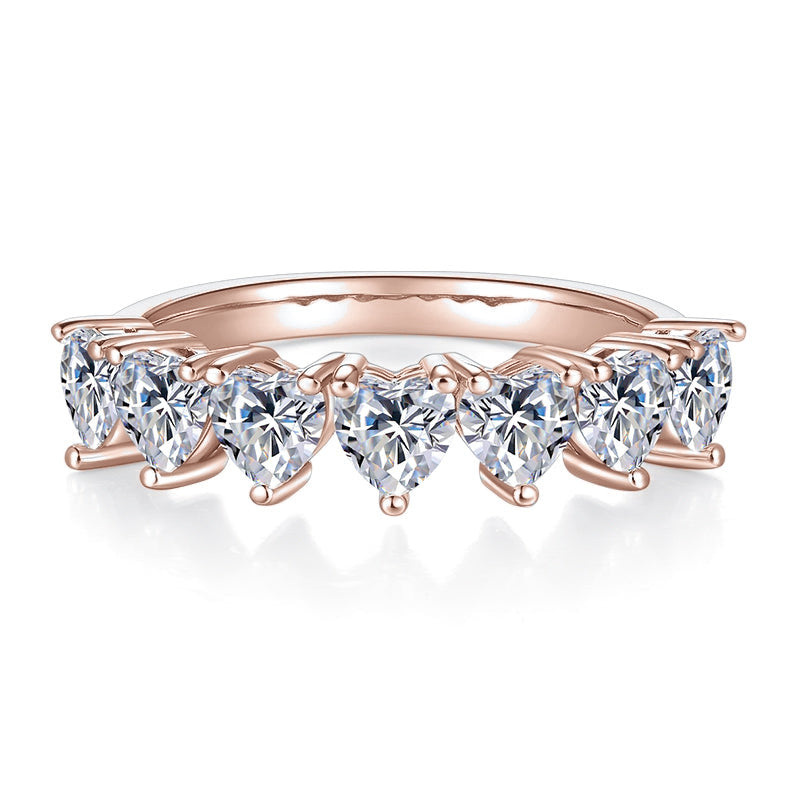 Talia Heart Moissanite Half Eternity Band, front view