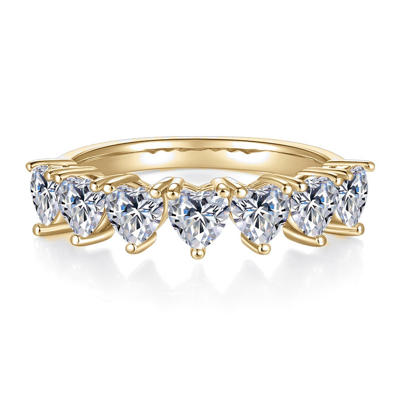 Talia Heart Moissanite Half Eternity Band, front view