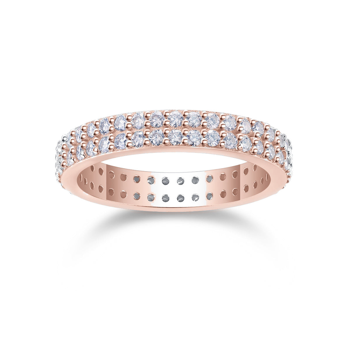 Tamara Round Moissanite Double Row Eternity Band, front view