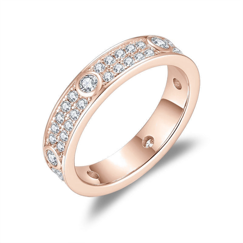 Tessa Round Moissanite Pavé Eternity Band in 18K rose gold plating