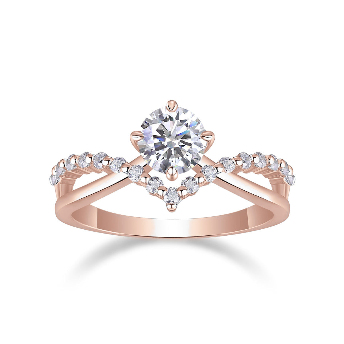 Tori Round Moissanite Twist Engagement Ring, front view