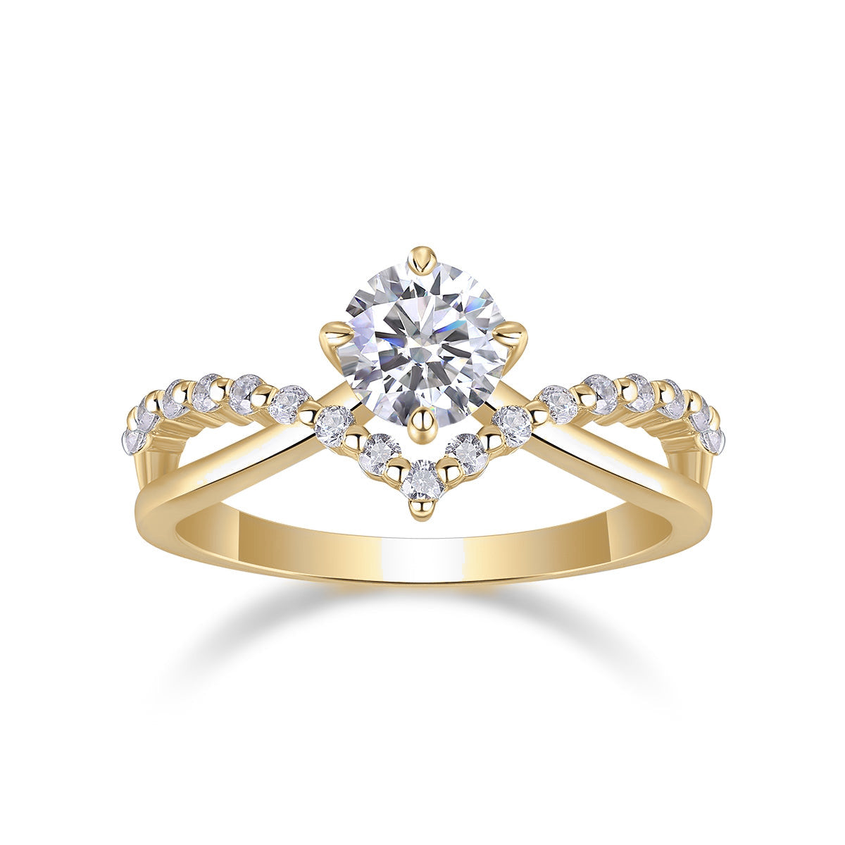 Tori Round Moissanite Twist Engagement Ring, front view
