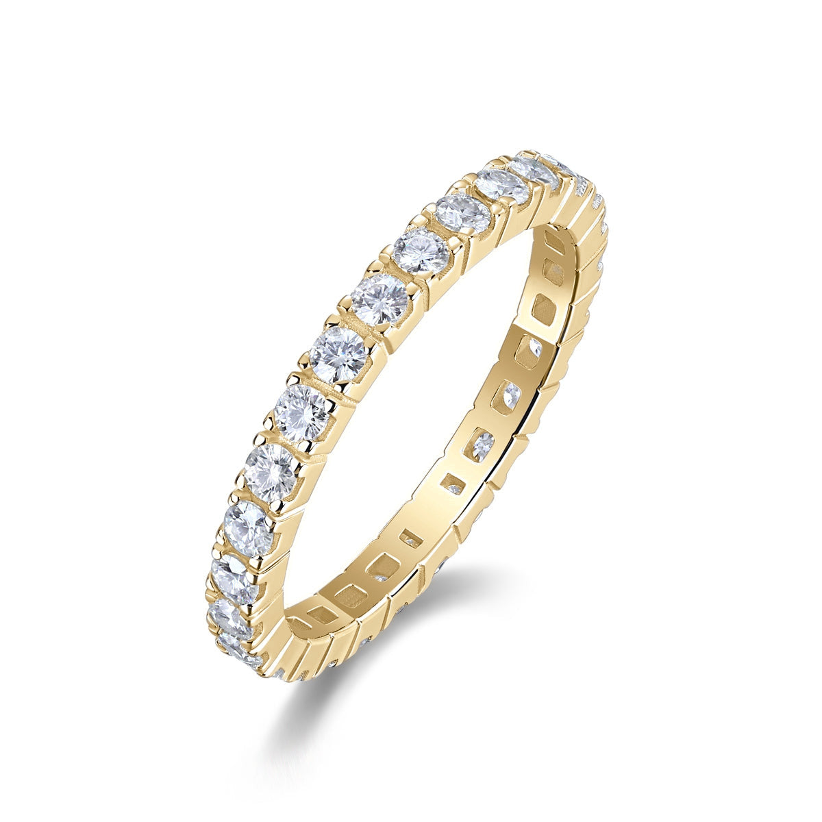 Una Round Moissanite Eternity Band in 18K yellow gold plating