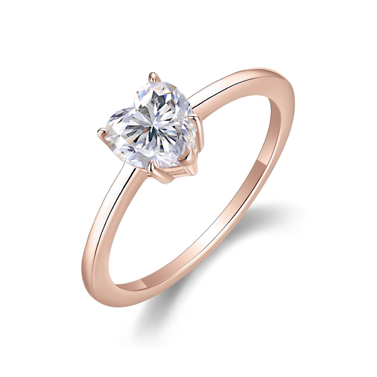 Valentina Heart Moissanite Solitaire Engagement Ring in 18K rose gold plating