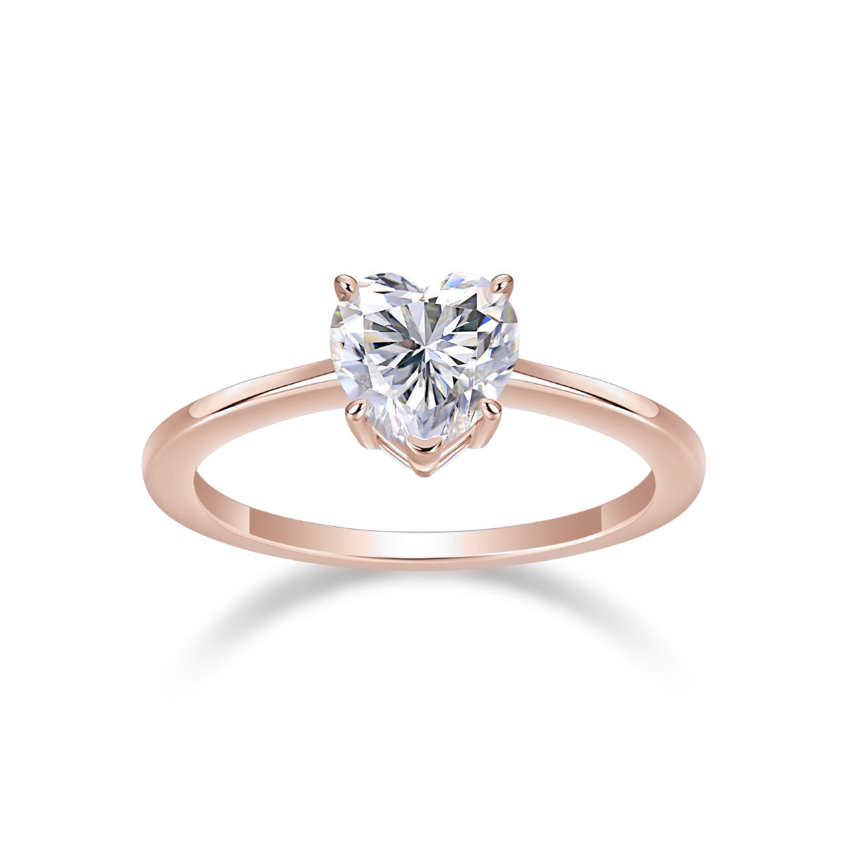 Valentina Heart Moissanite Solitaire Engagement Ring, front view