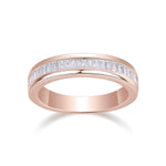 Vanessa Baguette Moissanite Channel Half Eternity Band in 18K rose gold plating, front view