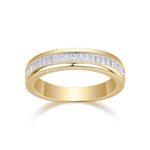 Vanessa Baguette Moissanite Channel Half Eternity Band in 18K yellow gold plating, front view