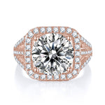 Victoria Round Moissanite Cushion Halo Engagement Ring, front view